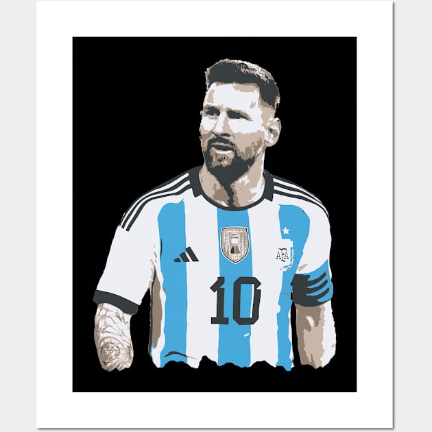 Messi Tribute - Lionel Soccer Player Goat Messi - Ronaldo Soccer Mbappe Messi Argentina Maradona Michael Jordan Inter Miami Ronaldinho Argentina Cristiano Ronaldo - 10 - Barcelona vs real Madrid - World Cup - Mundial de Futbol Wall Art by TributeDesigns